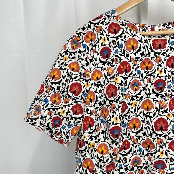 BODEN Cotton Mini Shift Dress Enchanted Bloom Floral Red Orange UK 20 US 16 18 - Picture 5 of 9